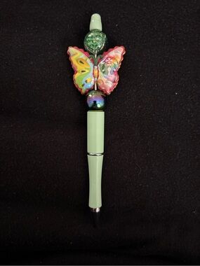 Mint Green Butterfly Beaded Pen